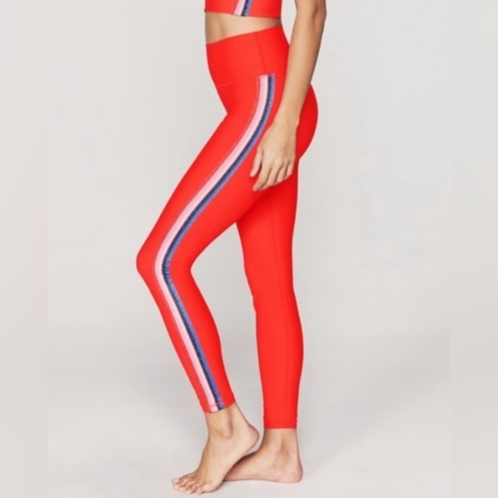 Spiritual‎ Gangster Shimmer Striped High Waisted Leggings Women's Size Small